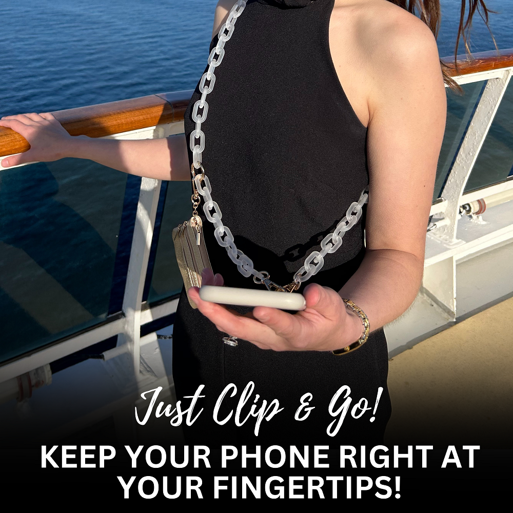 Ice Chain Crossbody Phone Strap with Zippered Pouch