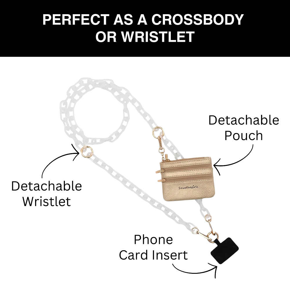 Ice Chain Crossbody Phone Strap with Zippered Pouch