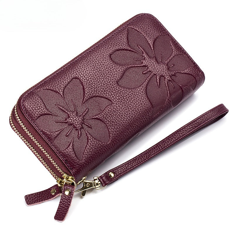 Women's Leather Double-Zip Phone Wallet