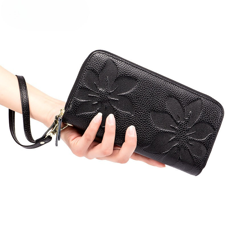 Women's Leather Double-Zip Phone Wallet