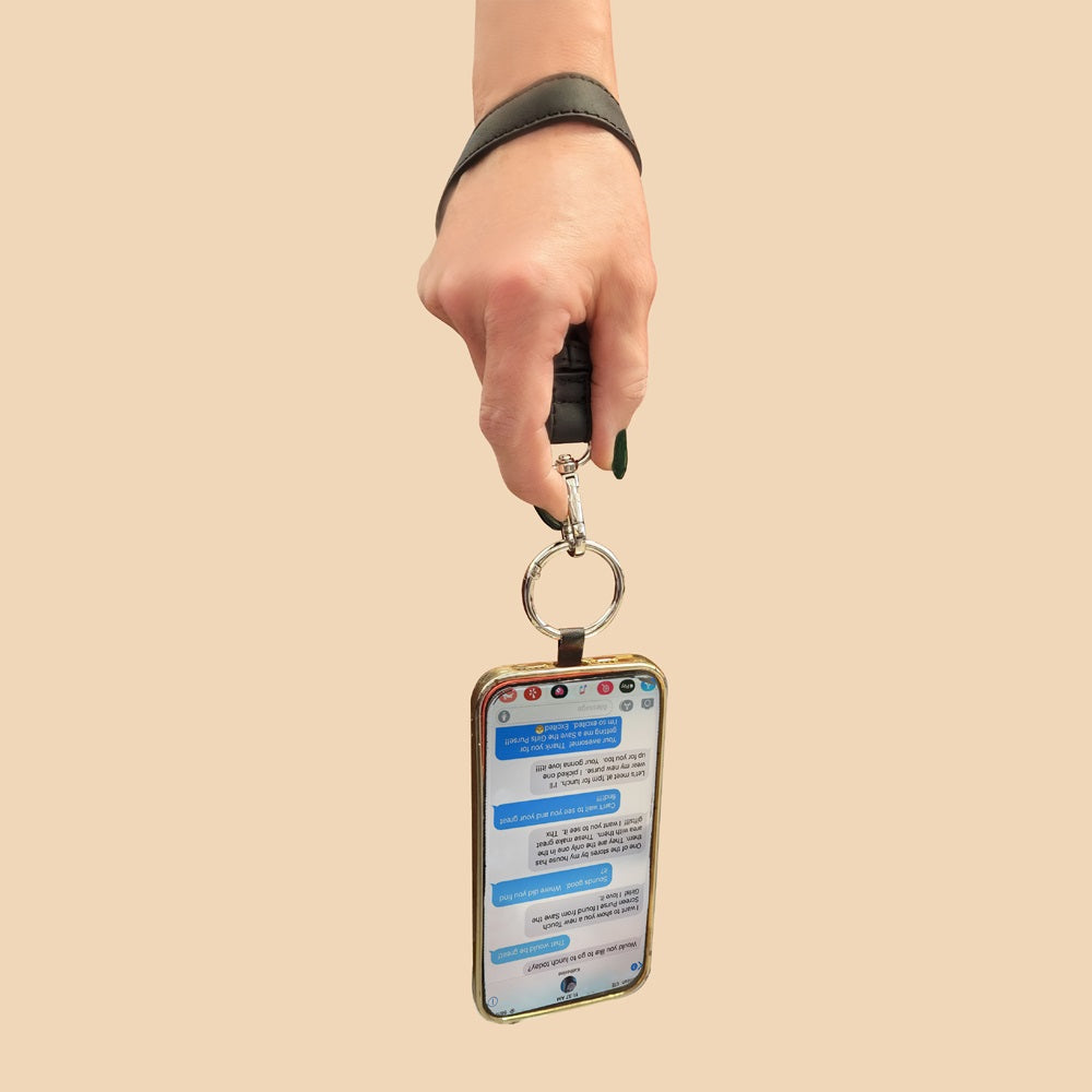 Vegan Leather Crossbody Phone Strap with RFID Pouch