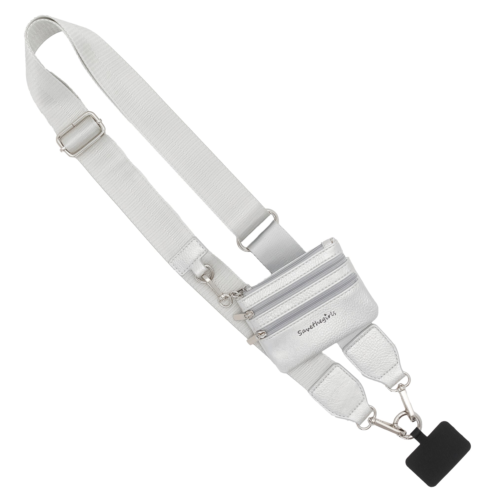 Clip & Go Crossbody Phone Strap with Zippered Pouch – Neutral Colors