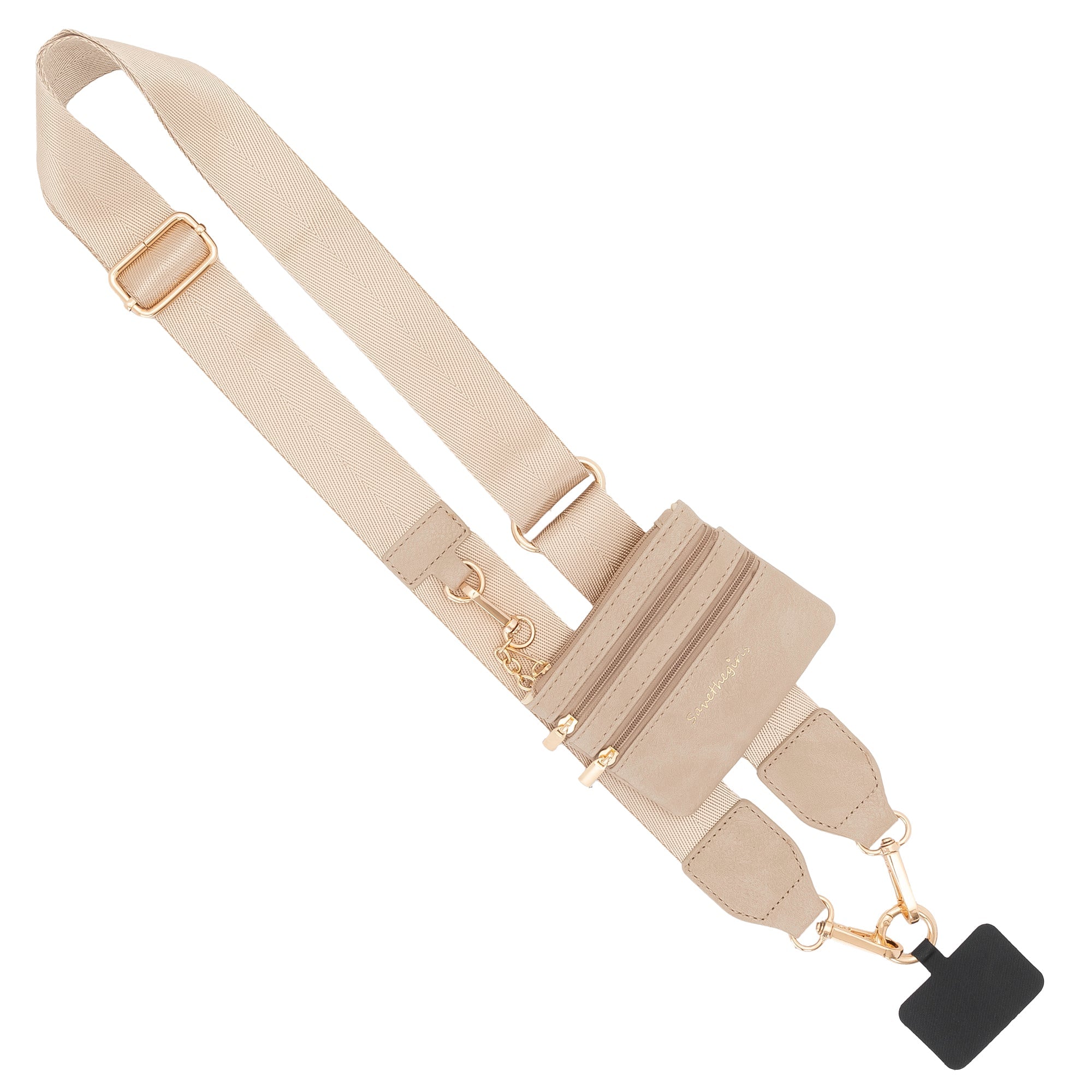 Clip & Go Phone Strap with Zippered Pouch - Neutral Colors
