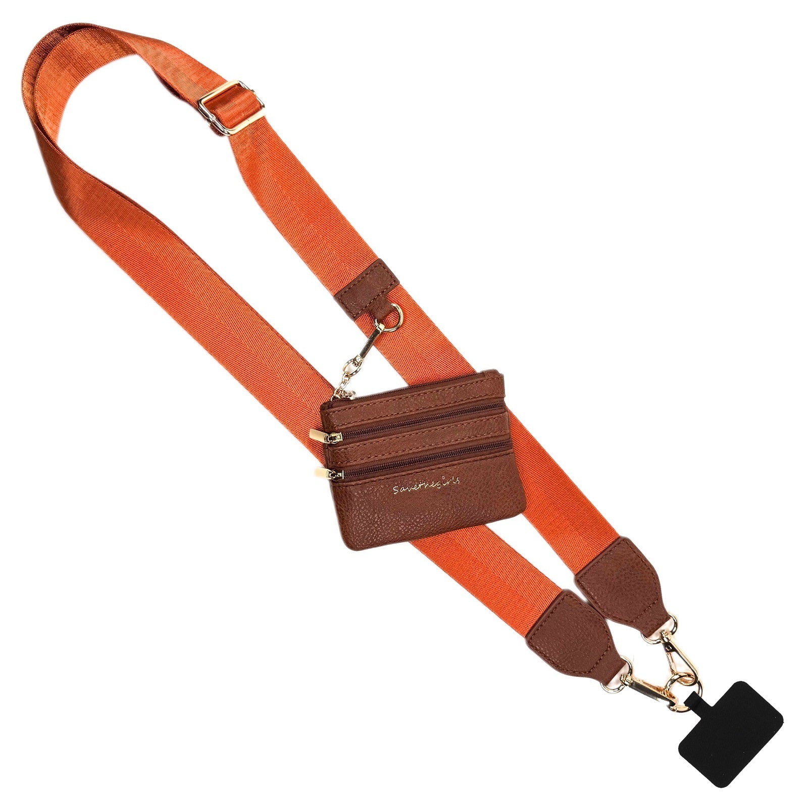 Clip & Go Crossbody Phone Strap with Zippered Pouch – Neutral Colors