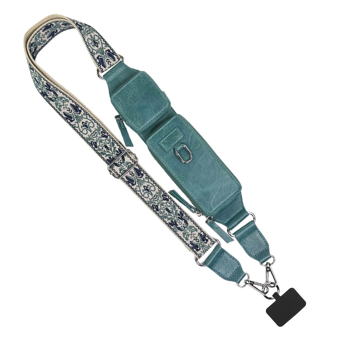 Zip & Clip RFID Crossbody Phone Strap with Two Pockets