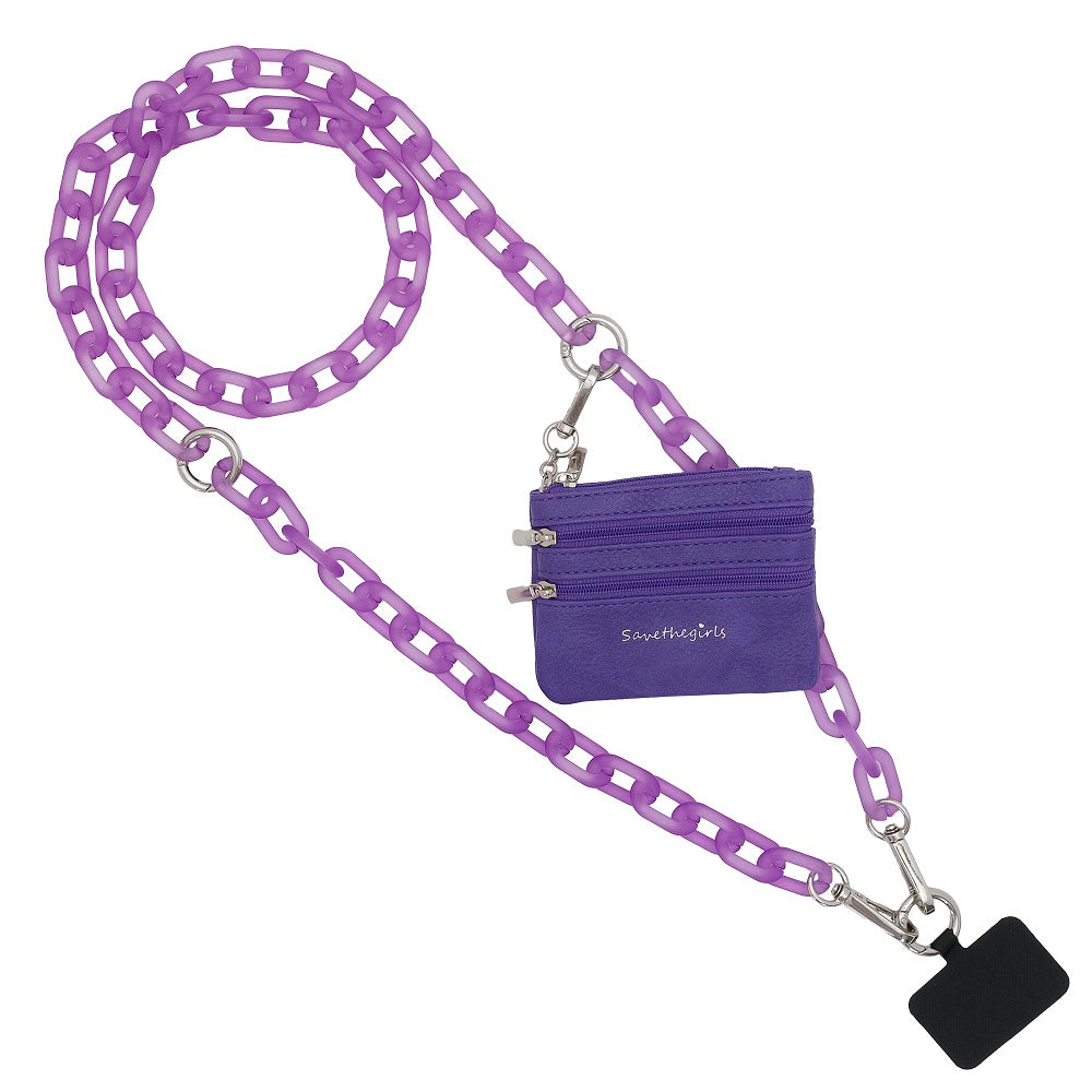 Ice Chain Crossbody Phone Strap with Zippered Pouch