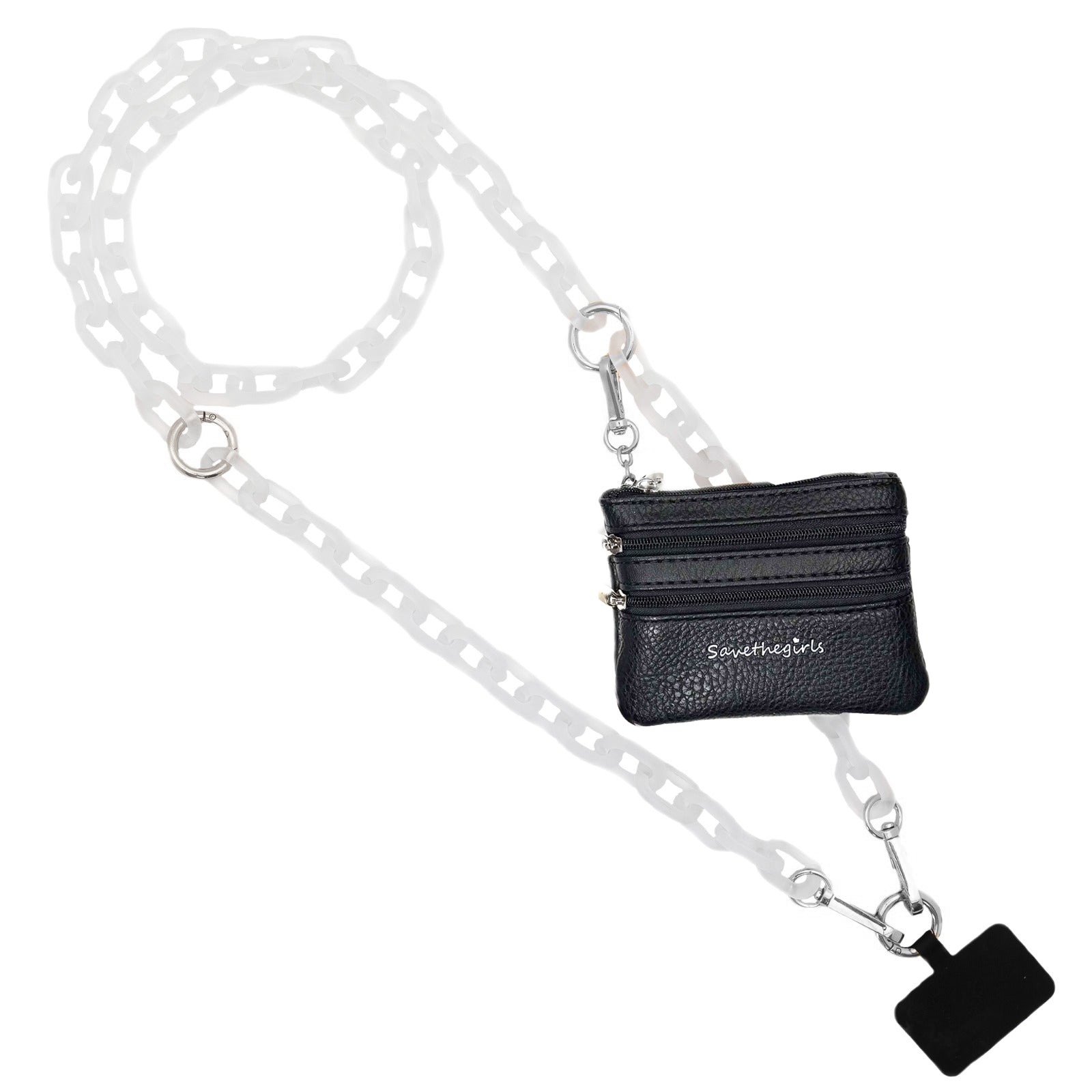 Ice Chain Crossbody Phone Strap with Zippered Pouch