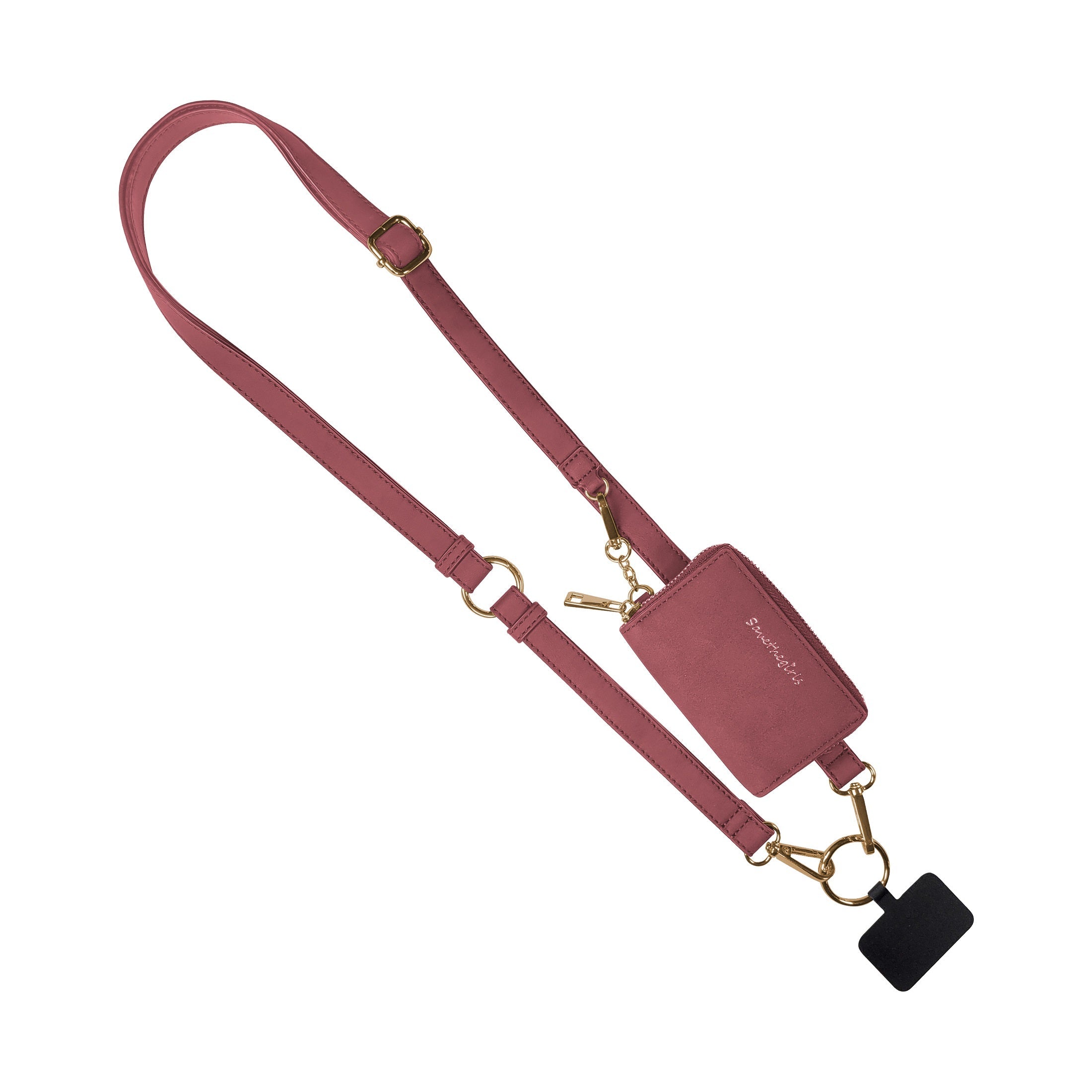 Vegan Leather Phone Strap with RFID Zippered Pouch