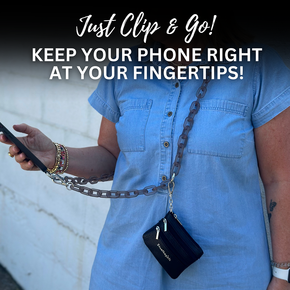 Ice Chain Crossbody Phone Strap with Zippered Pouch