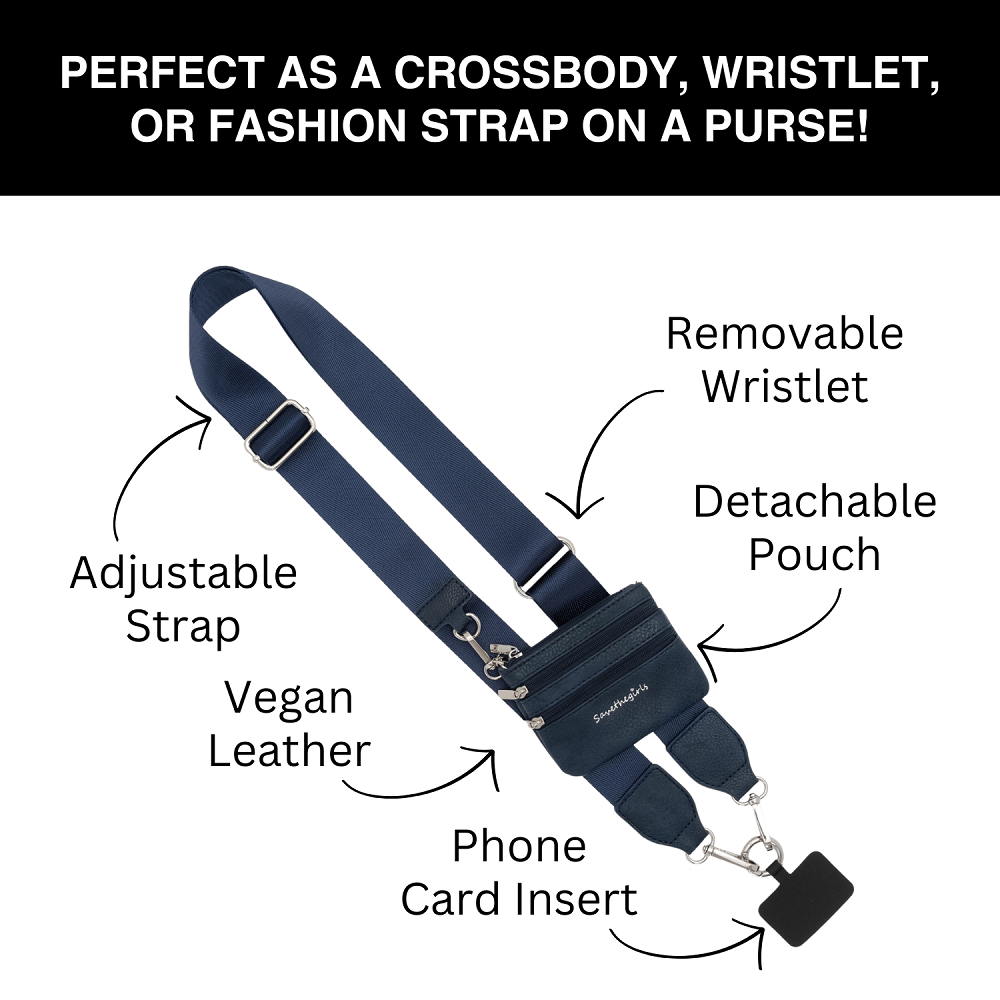Clip & Go Crossbody Phone Strap with Zippered Pouch – Neutral Colors