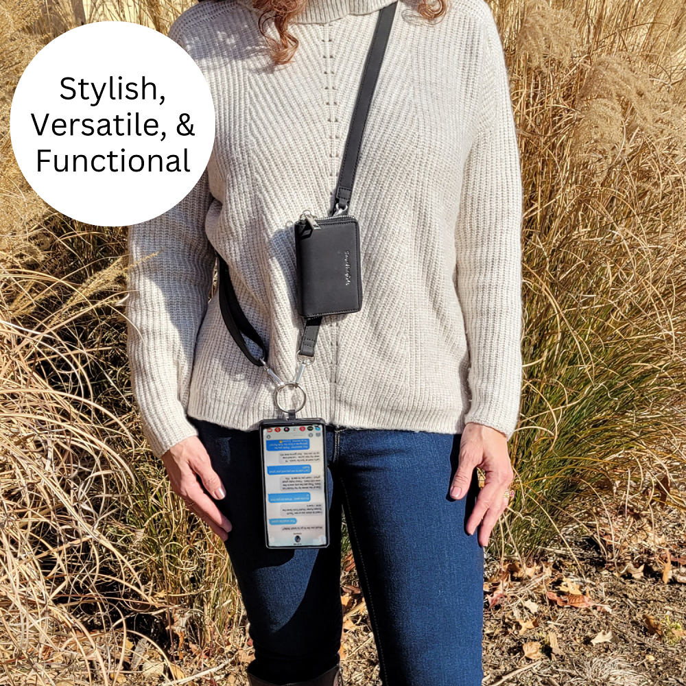 Vegan Leather Crossbody Phone Strap with RFID Pouch