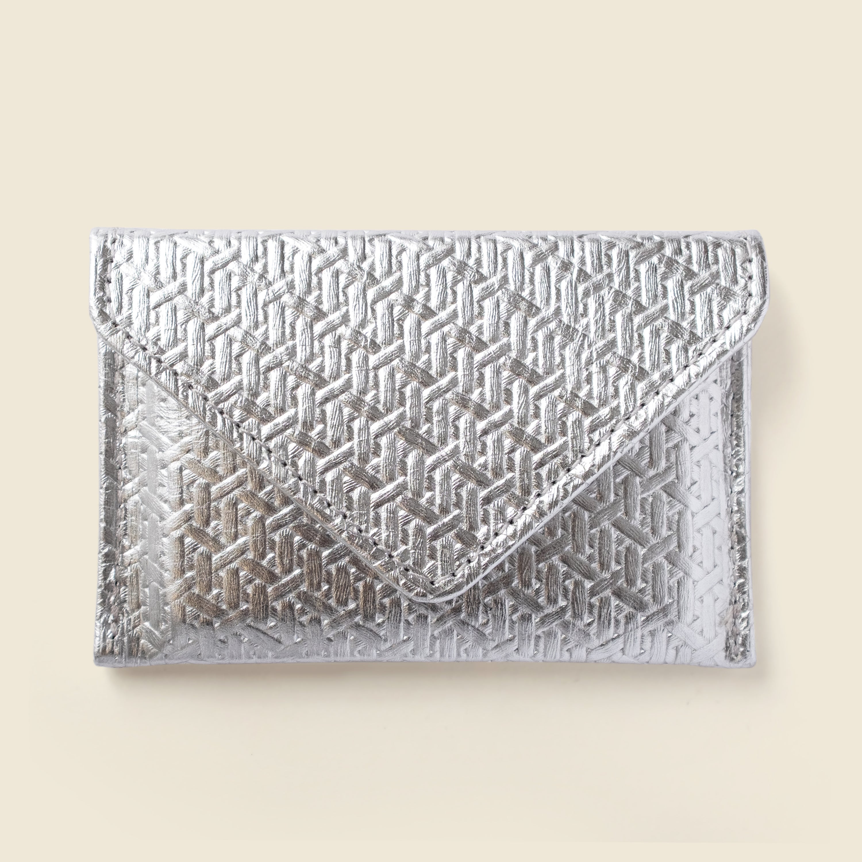 Silver Woven Leather RFID Envelope Wallet