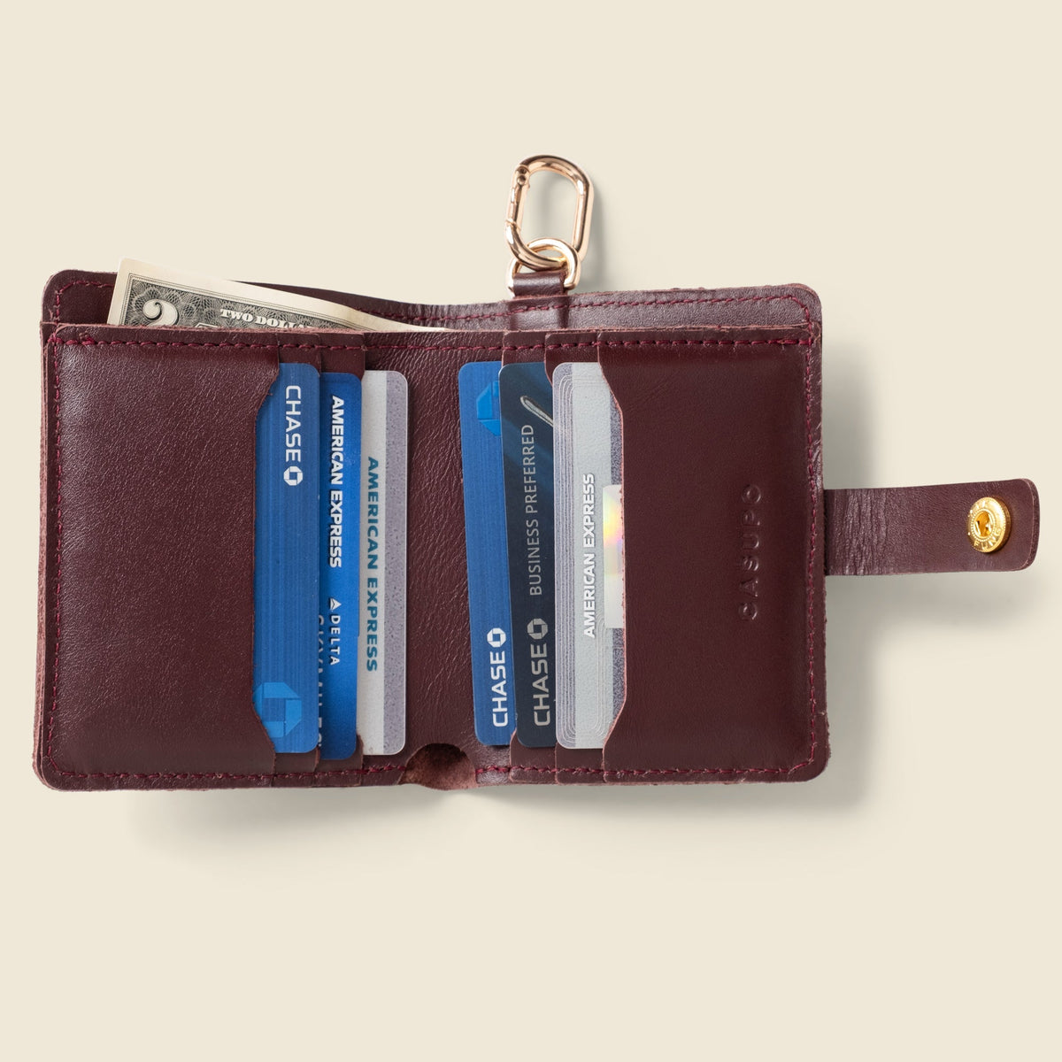 Burgundy Italian Leather Bifold Wallet with Key Ring
