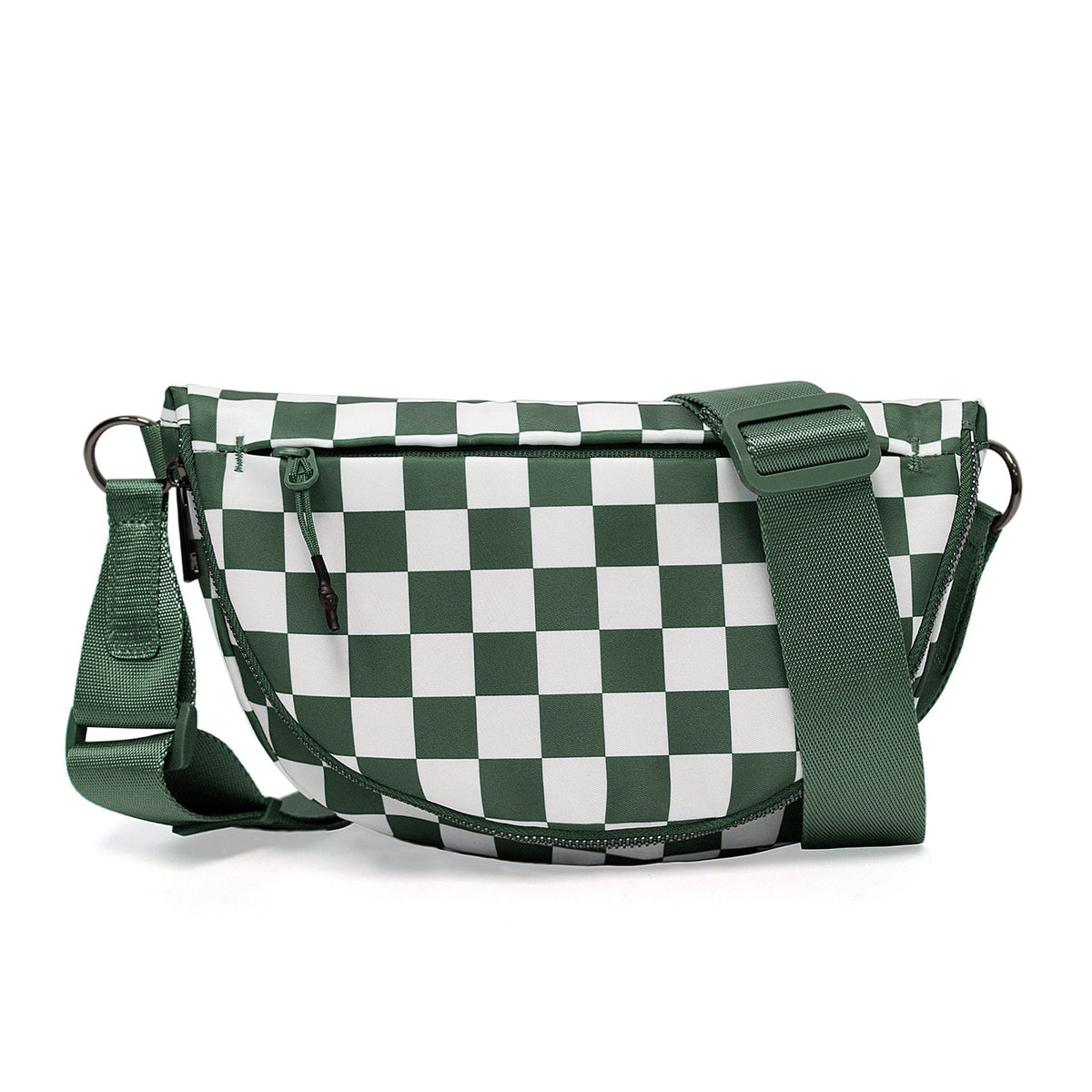 Olivia Checkered Nylon Foldover Crossbody Bag