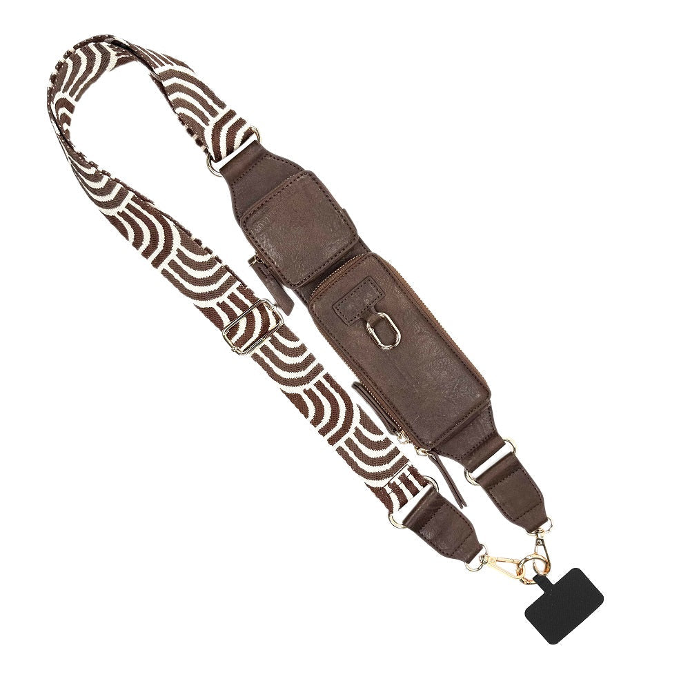 Zip & Clip RFID Crossbody Phone Strap with Two Pockets