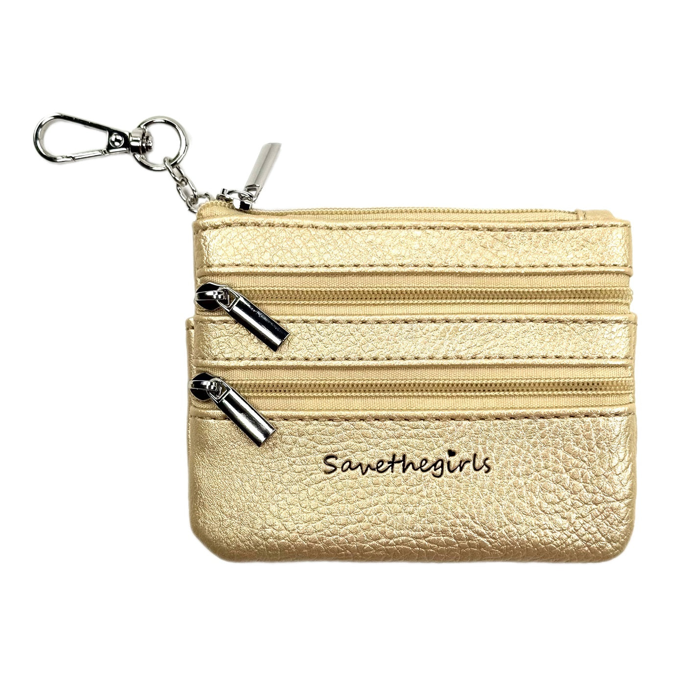 Gold Vegan Leather Zippered Pouch