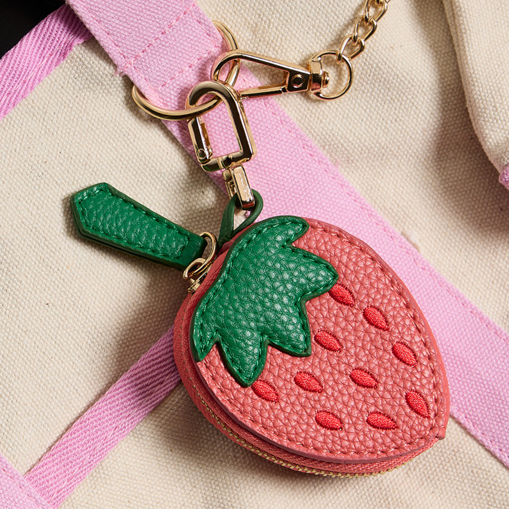 Strawberry Leather Coin Purse Bag Charm