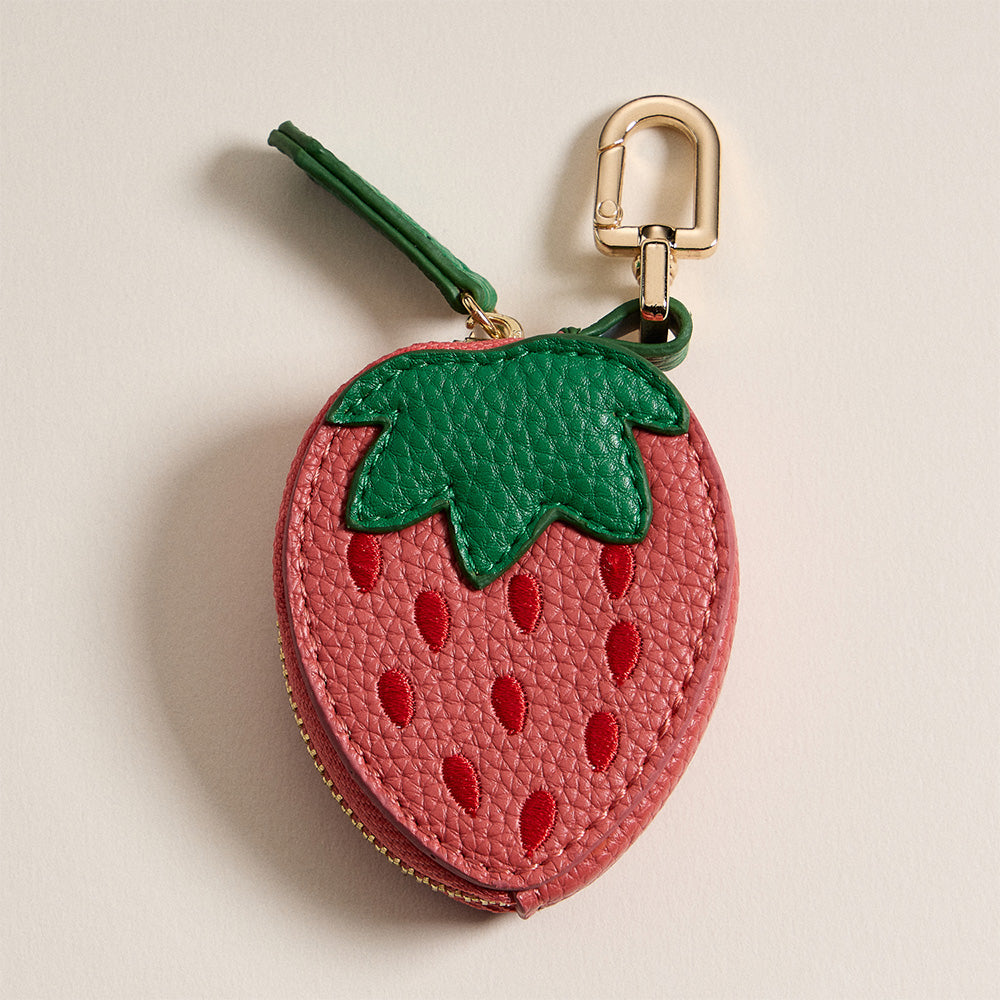 Strawberry Leather Coin Purse Bag Charm