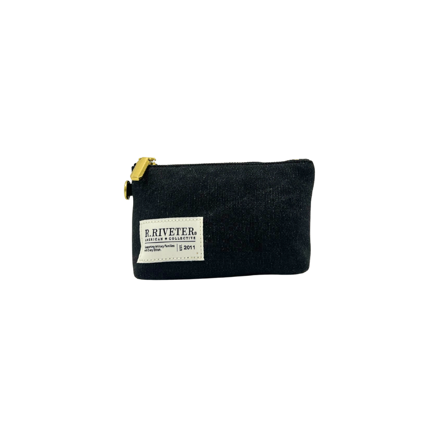 Lucy Mini Black Canvas Zipper Pouch