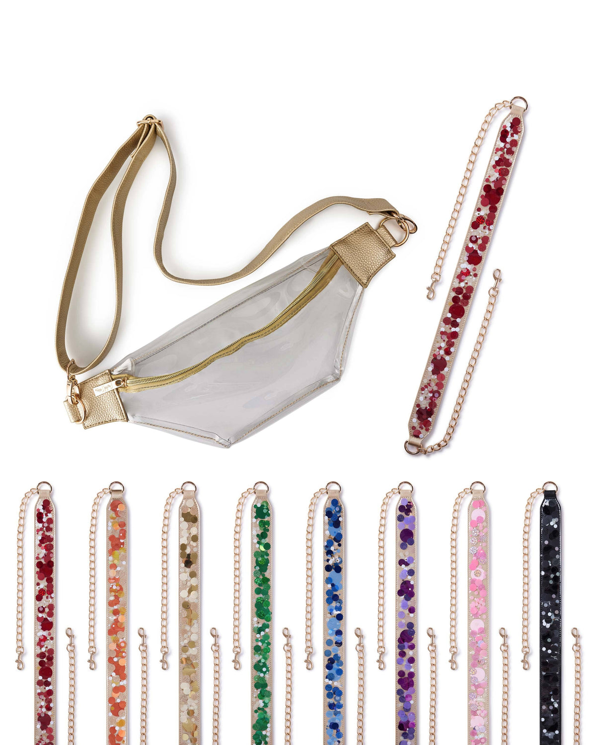 Clear Stadium Belt Bag & Confetti Strap Bundle