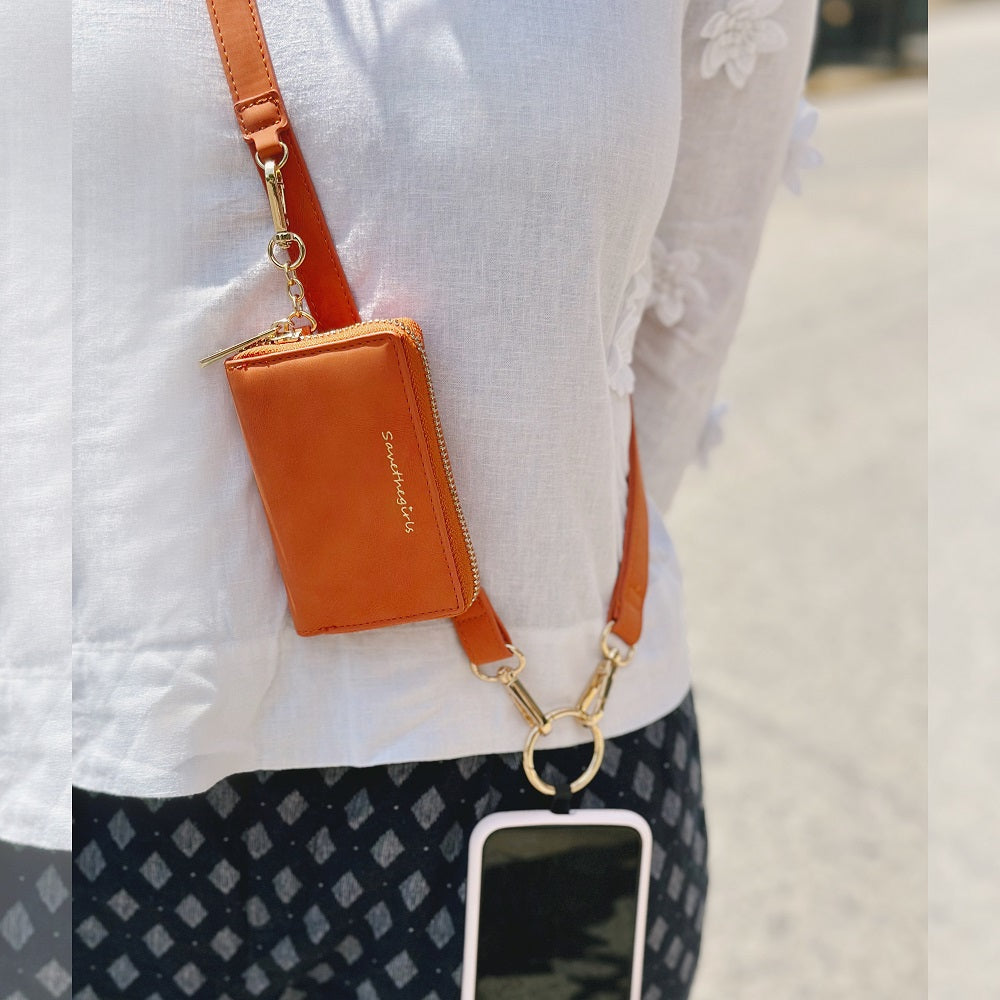 Vegan Leather Crossbody Phone Strap with RFID Pouch