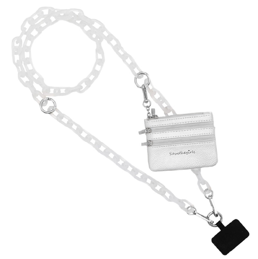 Ice Chain Crossbody Phone Strap with Zippered Pouch