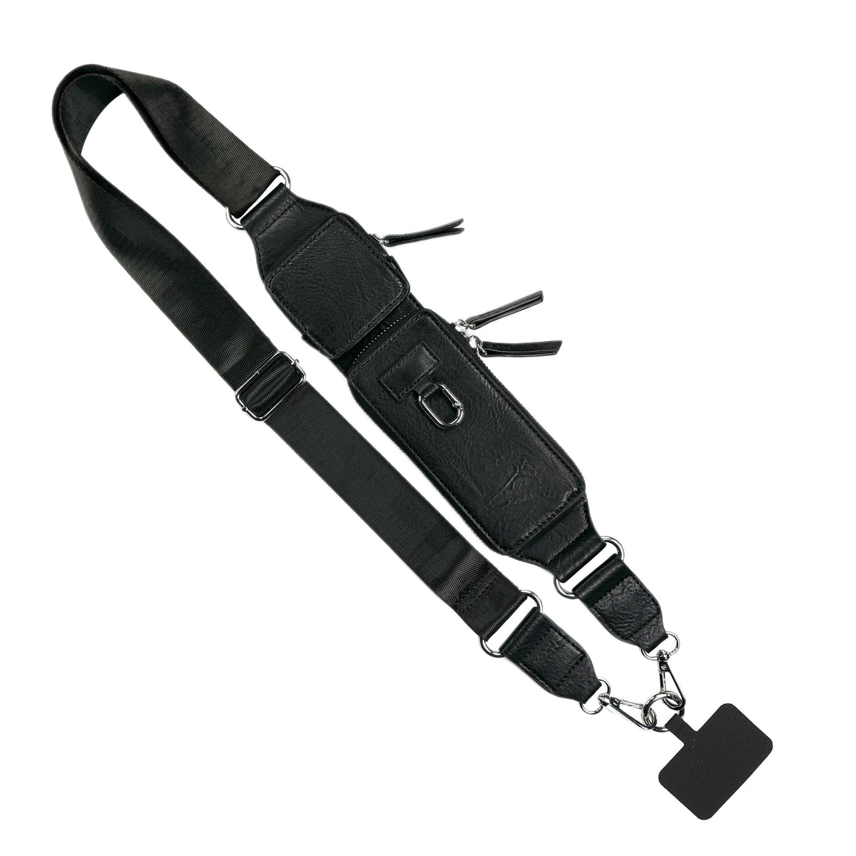 Zip & Clip RFID Crossbody Phone Strap with Two Pockets