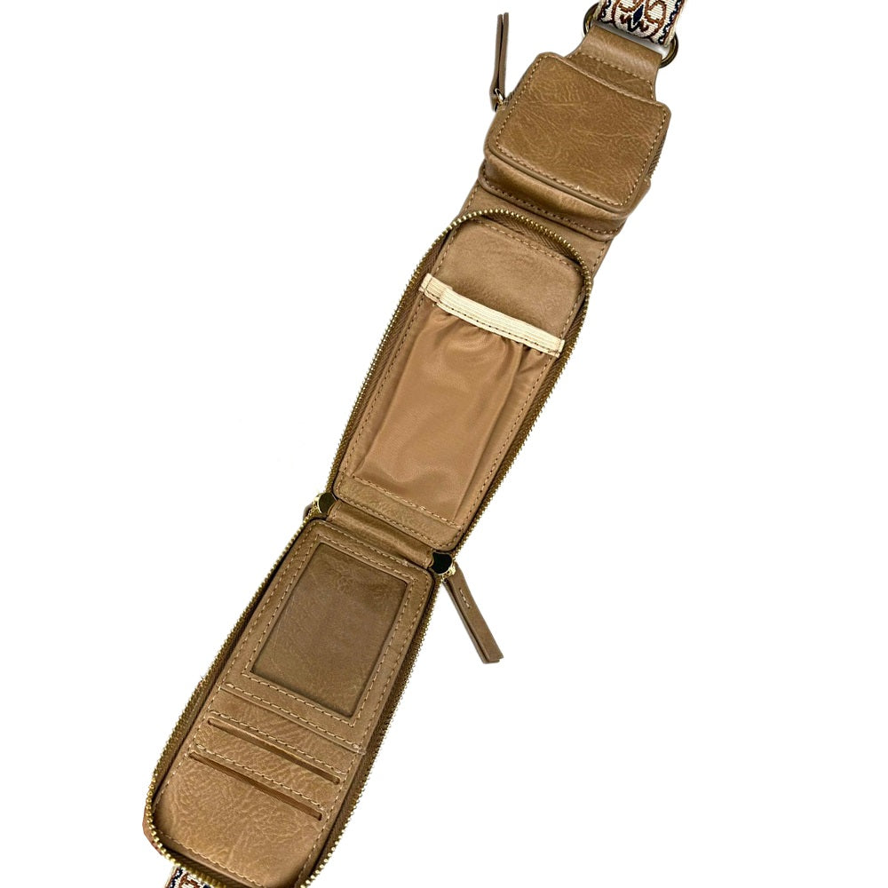 Zip & Clip RFID Crossbody Phone Strap with Two Pockets