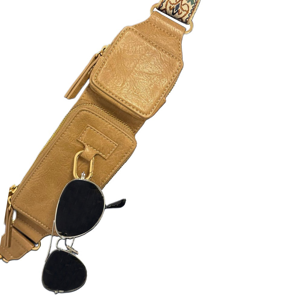 Zip & Clip RFID Crossbody Phone Strap with Two Pockets