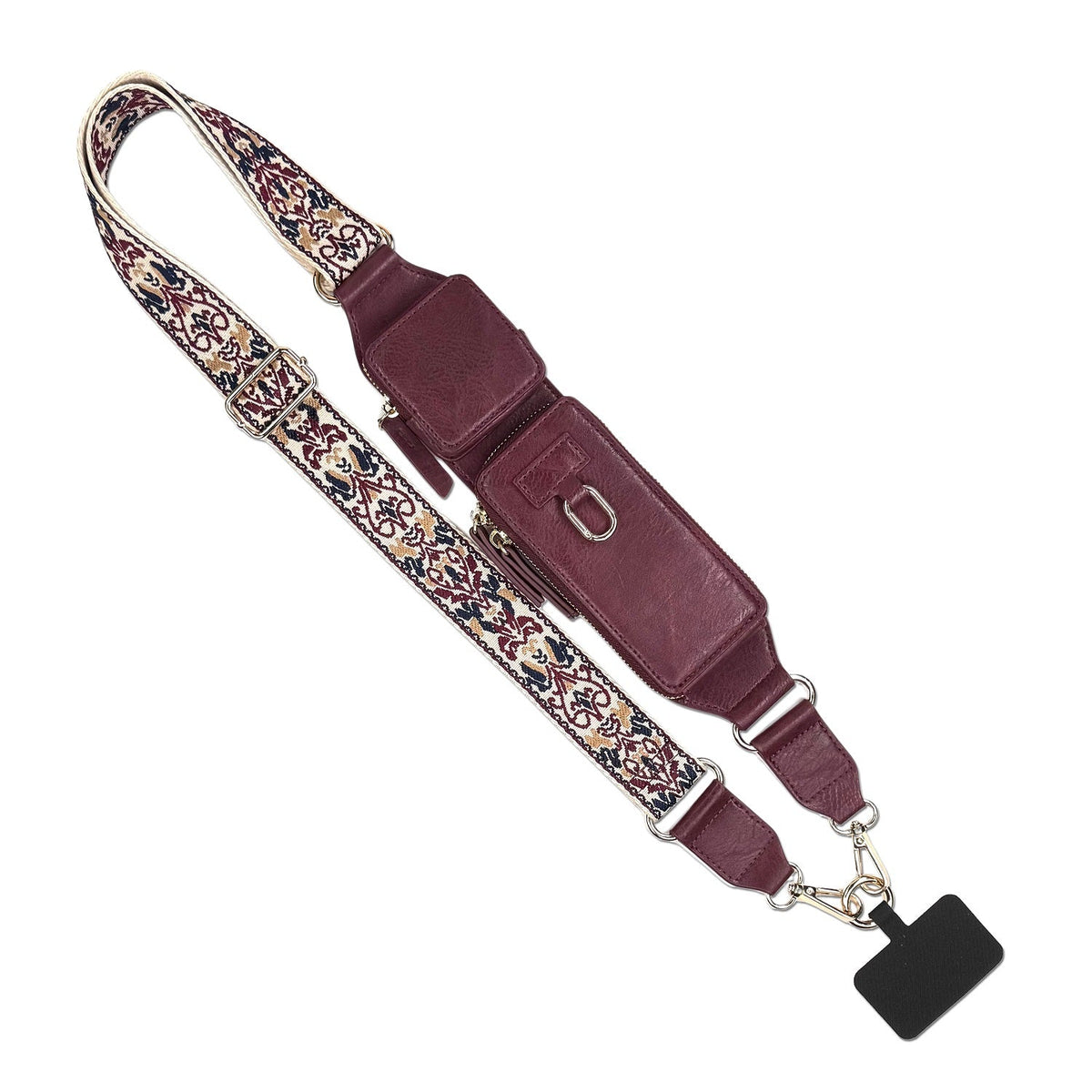 Zip & Clip RFID Crossbody Phone Strap with Two Pockets