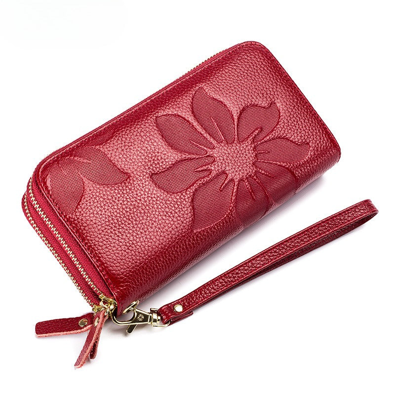Women's Leather Double-Zip Phone Wallet