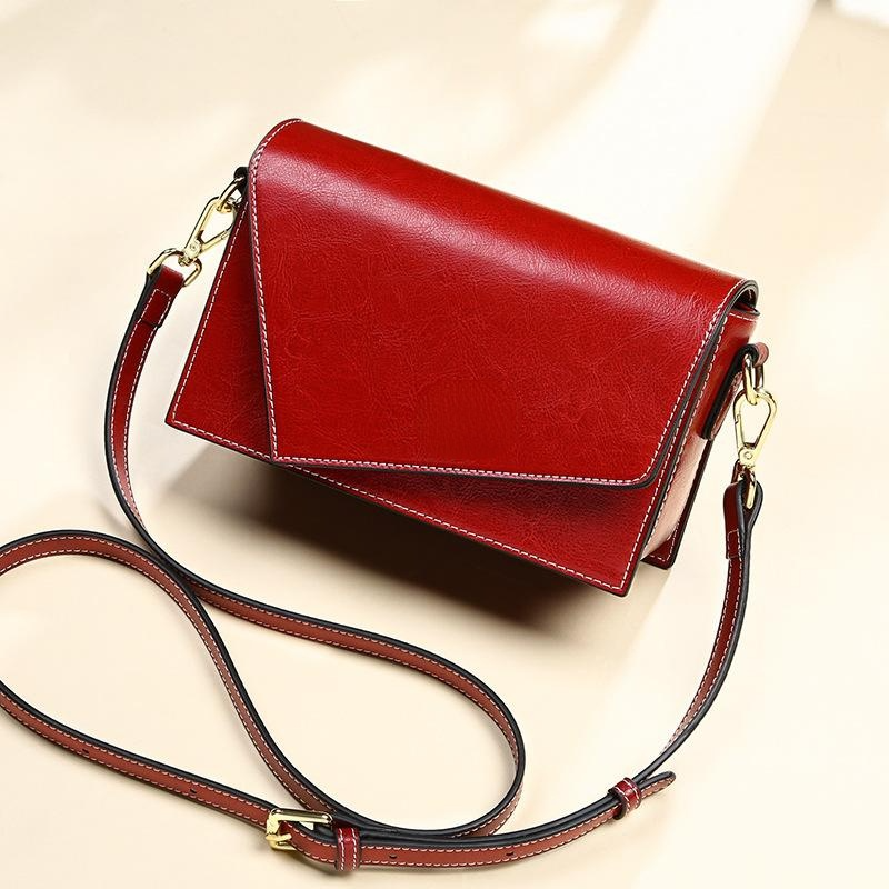 Geometric Leather Crossbody Messenger Bag