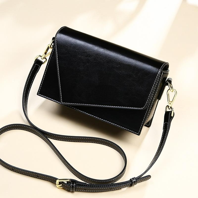 Geometric Leather Crossbody Messenger Bag