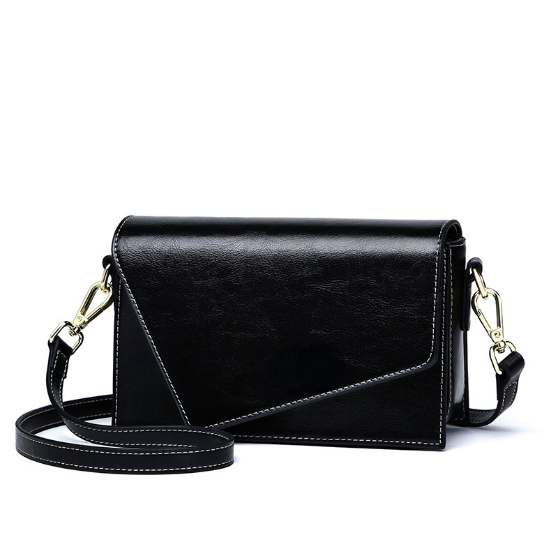 Geometric Leather Crossbody Messenger Bag