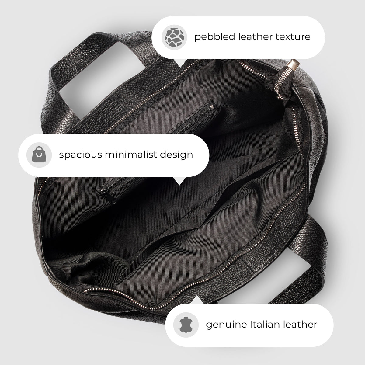 Torino Italian Leather Tote with Zip Top