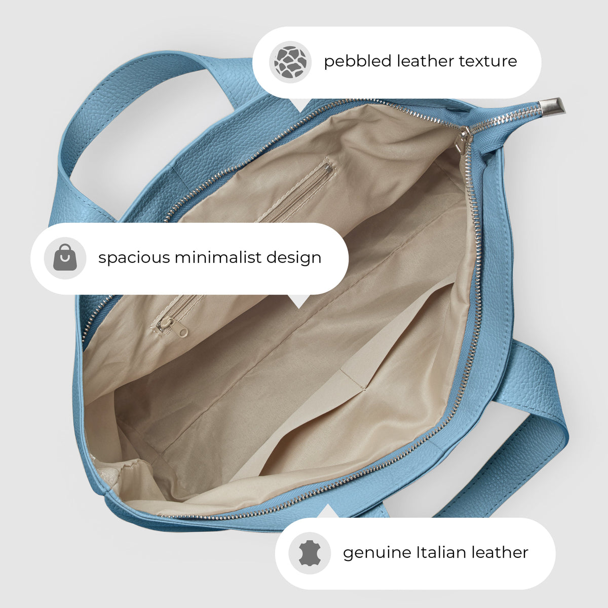 Torino Italian Leather Tote with Zip Top