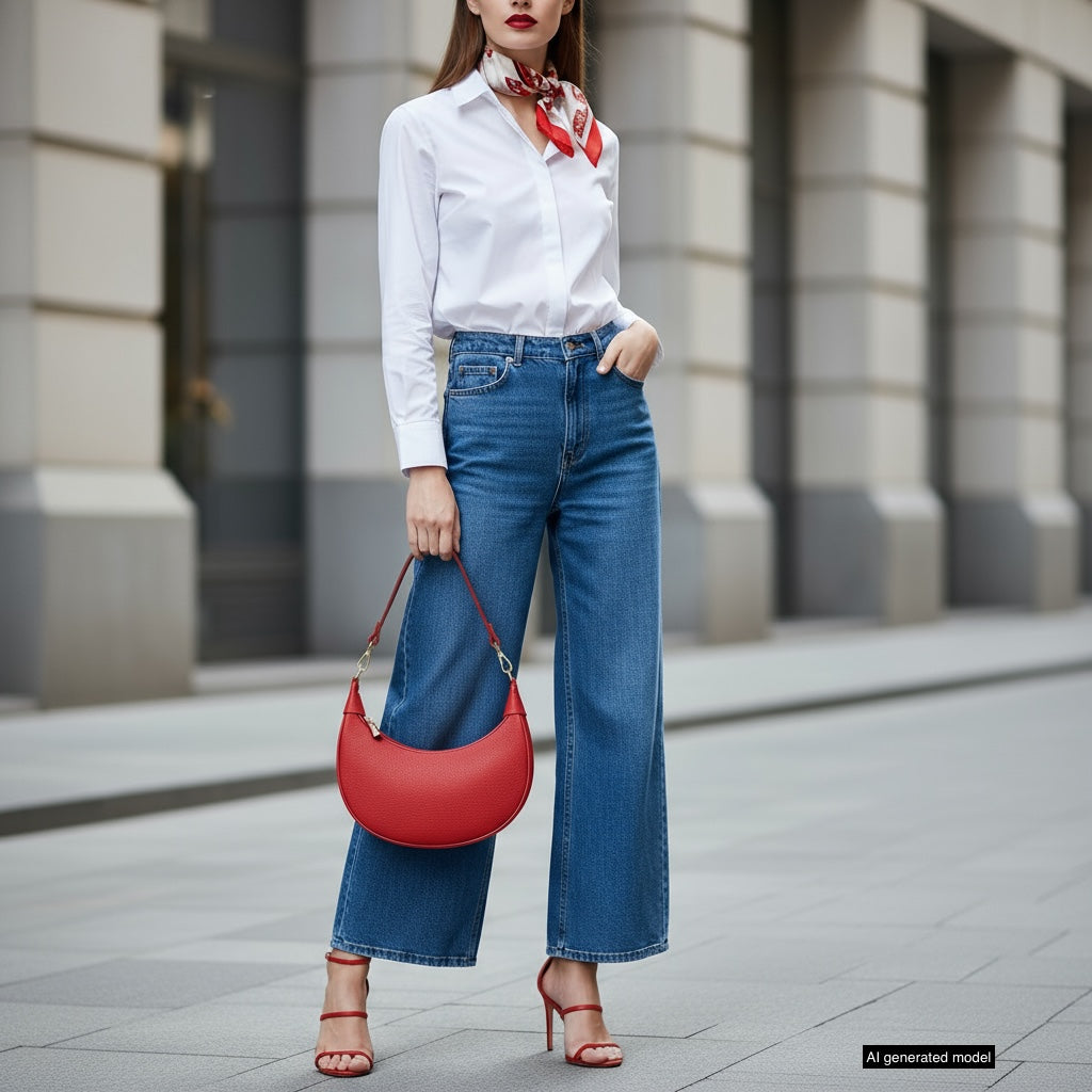 Verona Italian Leather Crescent Shoulder Bag