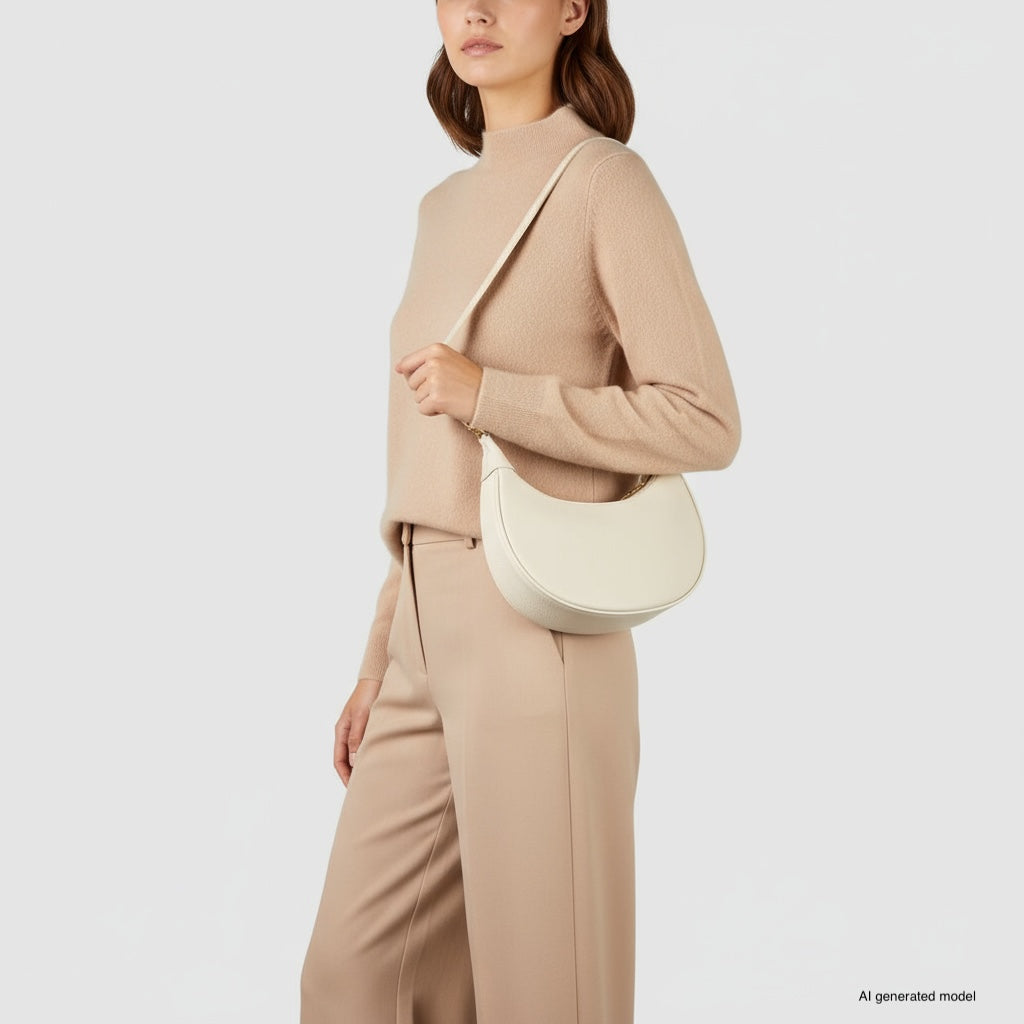 Verona Italian Leather Crescent Shoulder Bag