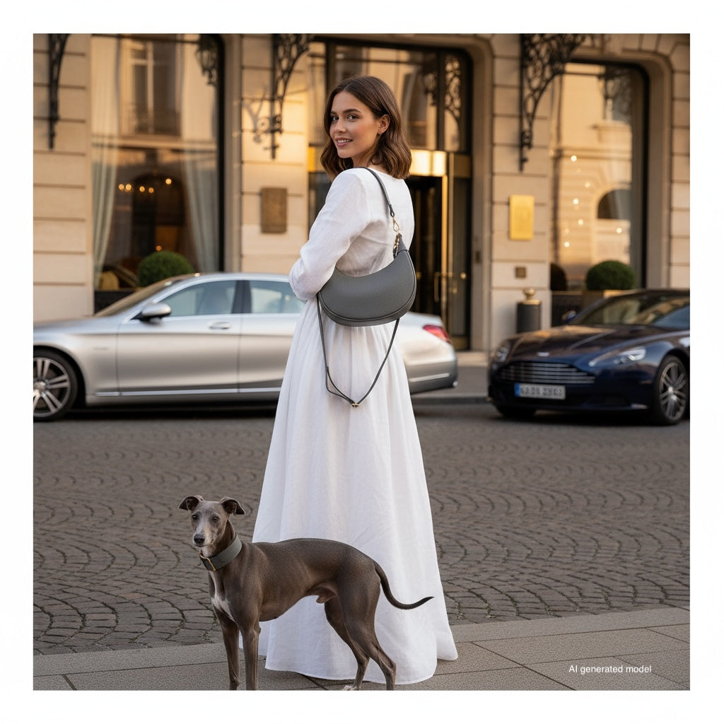 Verona Italian Leather Crescent Shoulder Bag