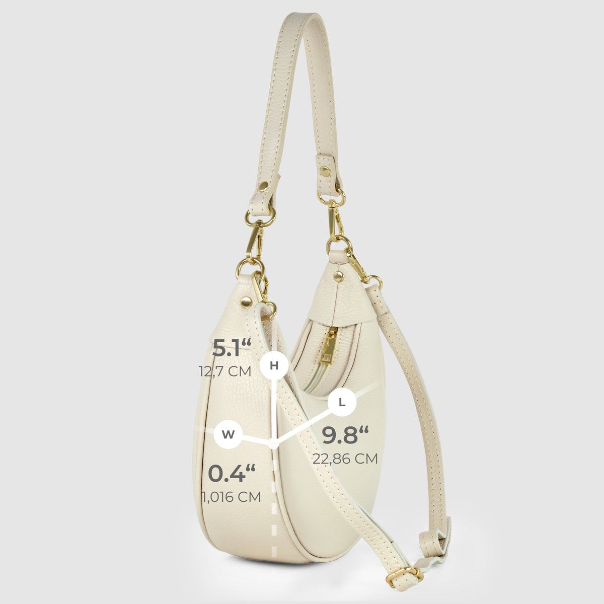 Verona Italian Leather Crescent Shoulder Bag