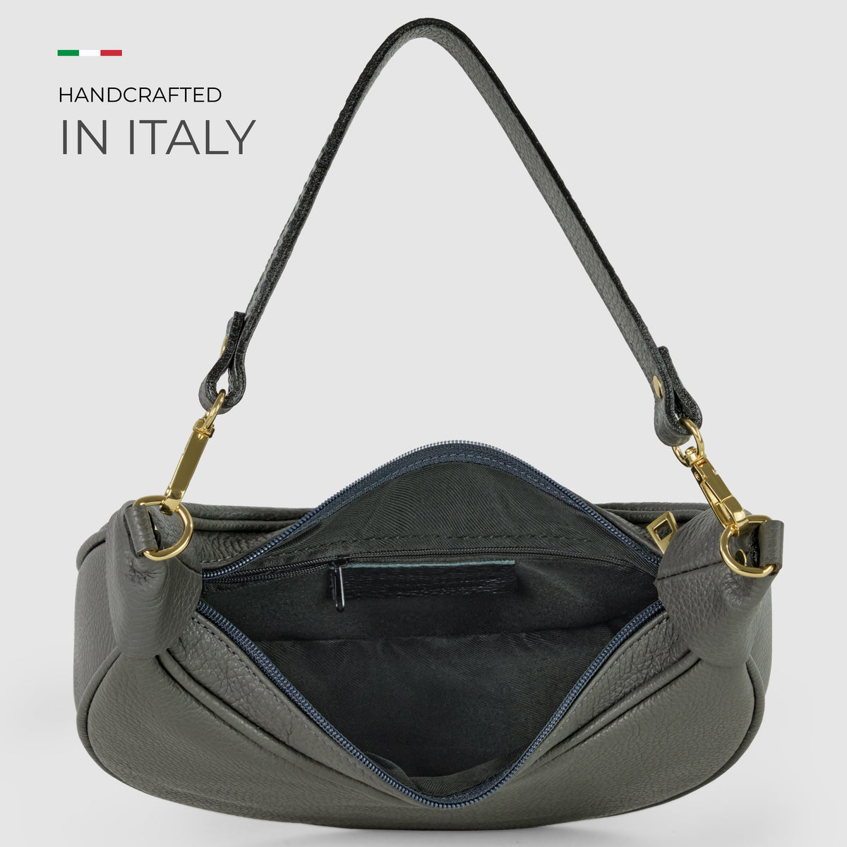 Verona Italian Leather Crescent Shoulder Bag