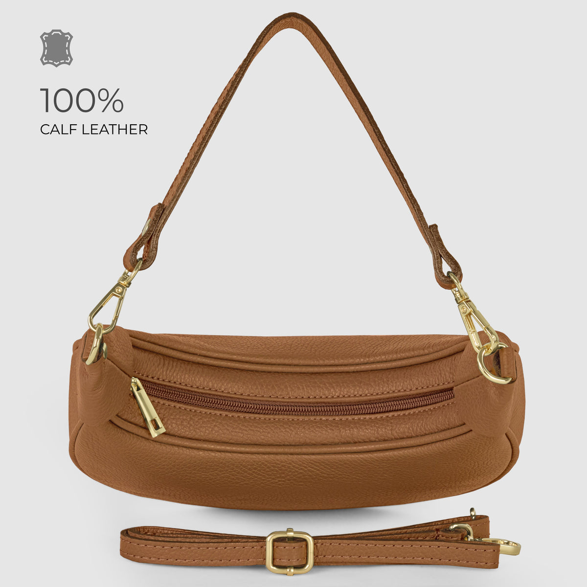 Verona Italian Leather Crescent Shoulder Bag