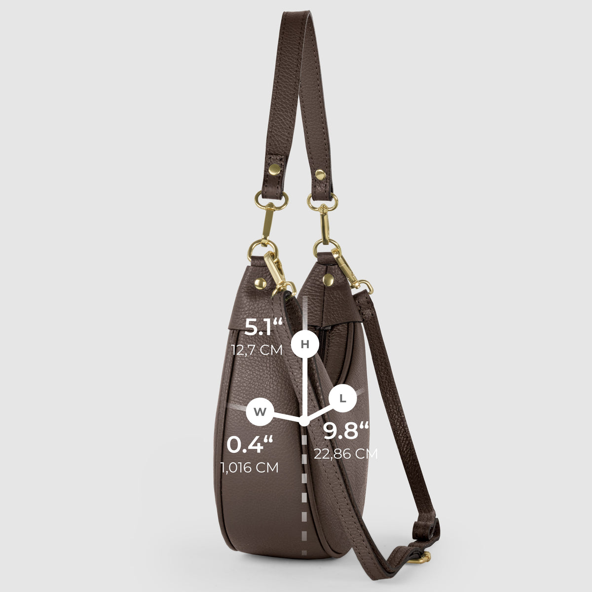 Verona Italian Leather Crescent Shoulder Bag