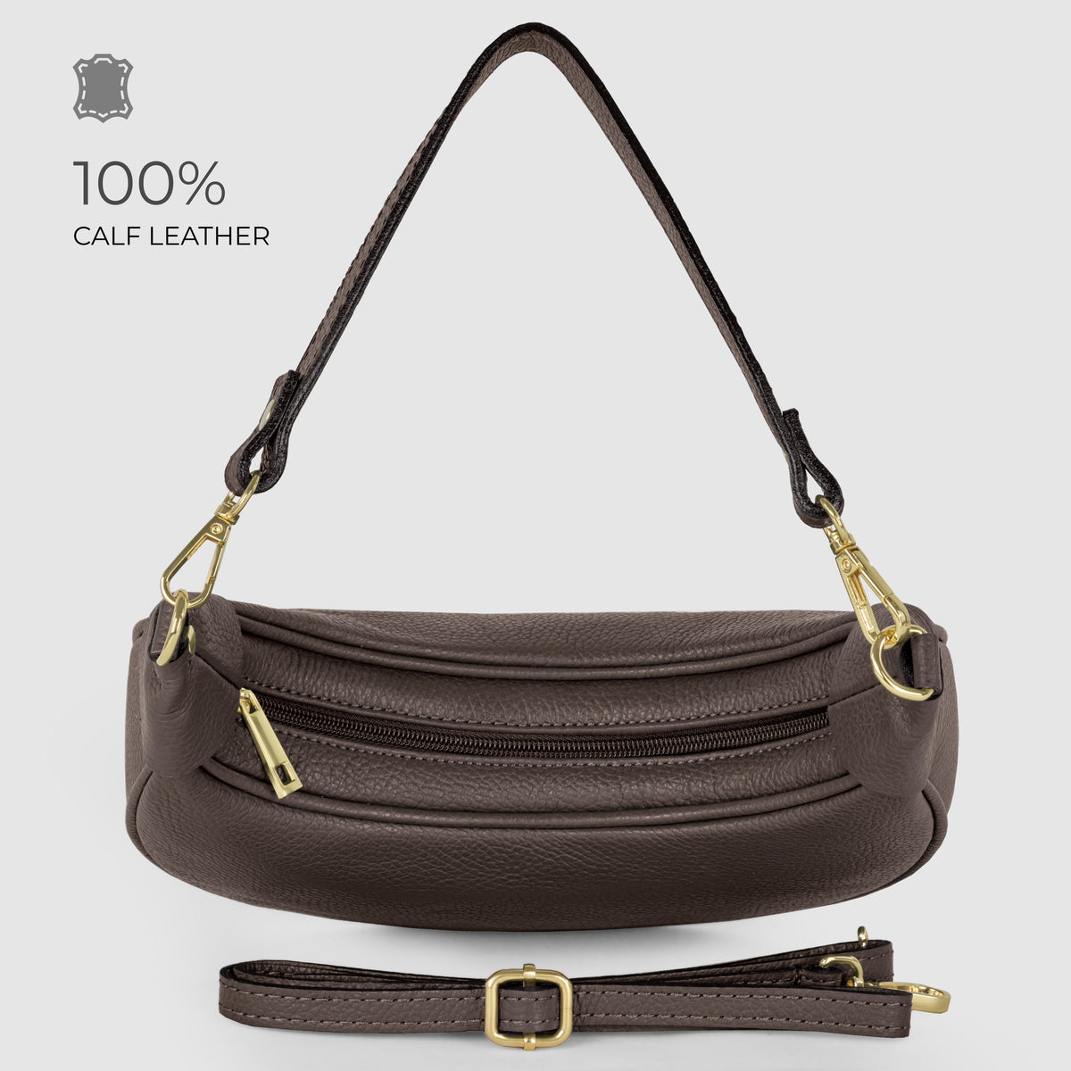Verona Italian Leather Crescent Shoulder Bag