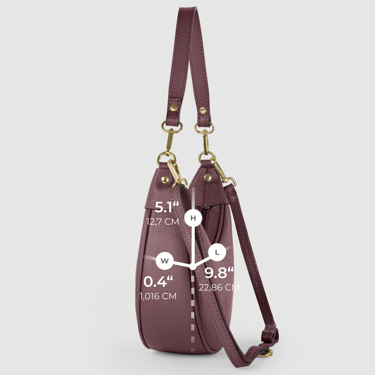 Verona Italian Leather Crescent Shoulder Bag
