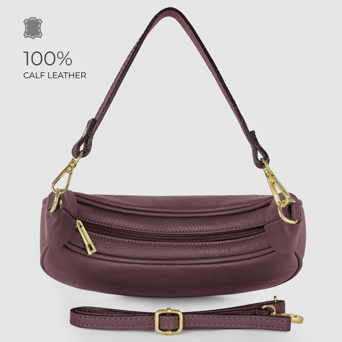 Verona Italian Leather Crescent Shoulder Bag