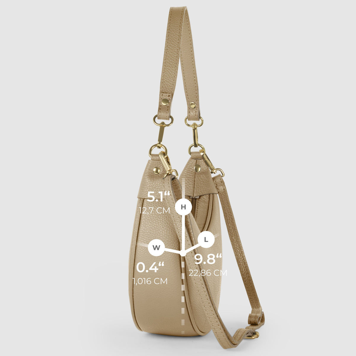 Verona Italian Leather Crescent Shoulder Bag