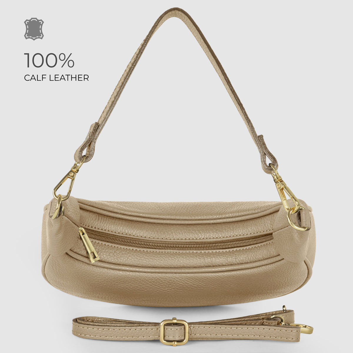 Verona Italian Leather Crescent Shoulder Bag