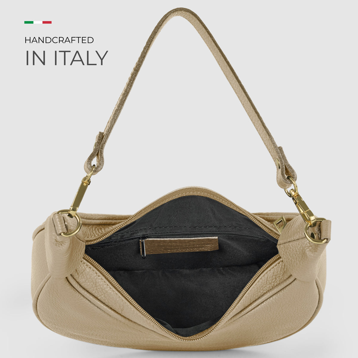 Verona Italian Leather Crescent Shoulder Bag