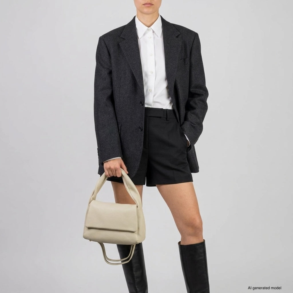 Perugia Italian Leather Bag with Twisted Handle